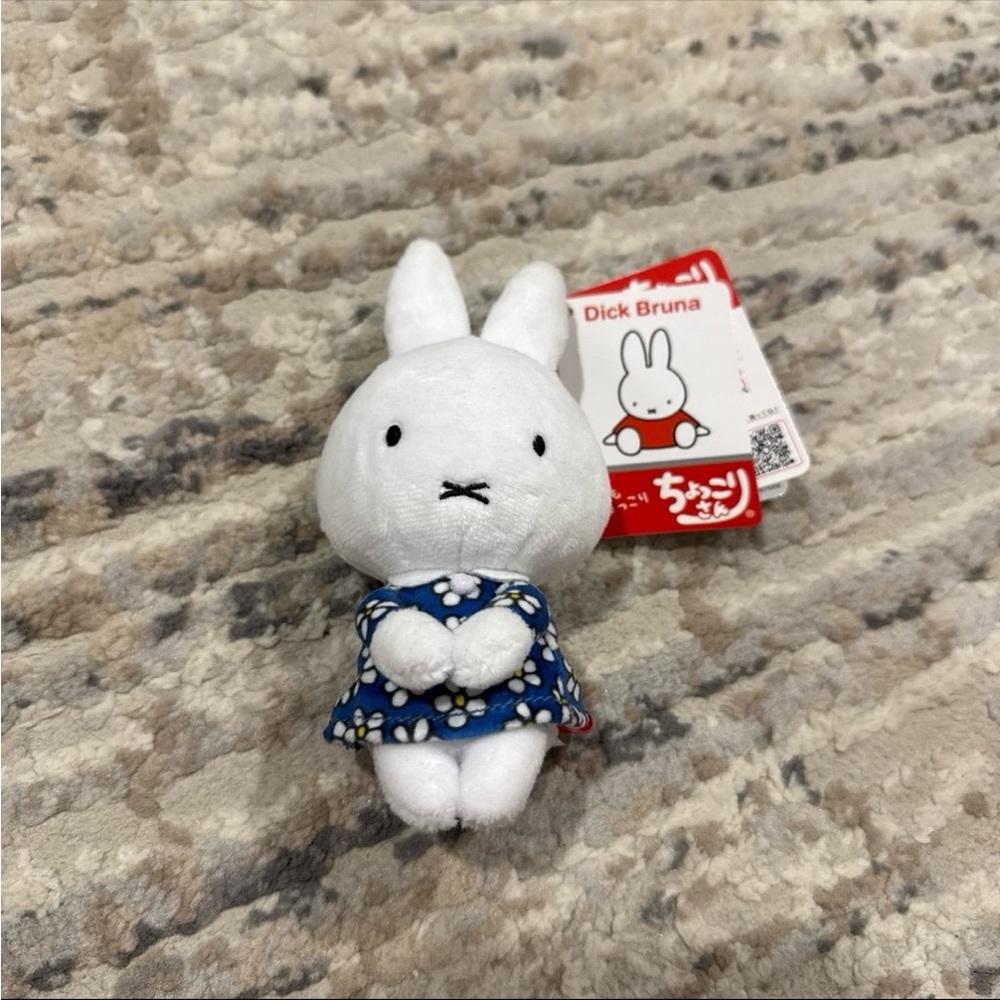 Miffy mini Plush Toy with Blue Floral Dress - Picture 2 of 5